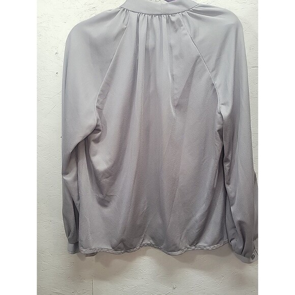 Vintage Handmade Gray Bow Tie Blouse Buttons Down Sz‎ 2X - Picture 10 of 11